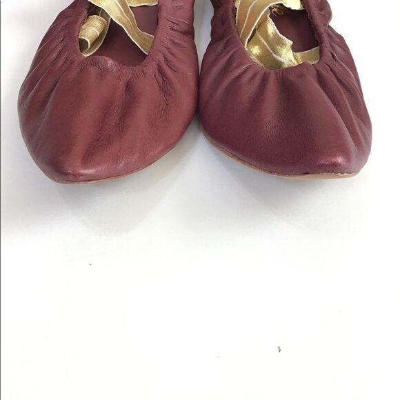 Free People Red Leather Flats Solitaire Pointed Toe Slip-On Shoes Size 11 New - Picture 7 of 11